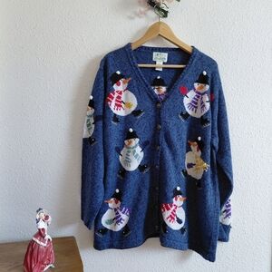 Vintage 1990s The Quacker Factory Cardigan Cotton/Ramie Sweater